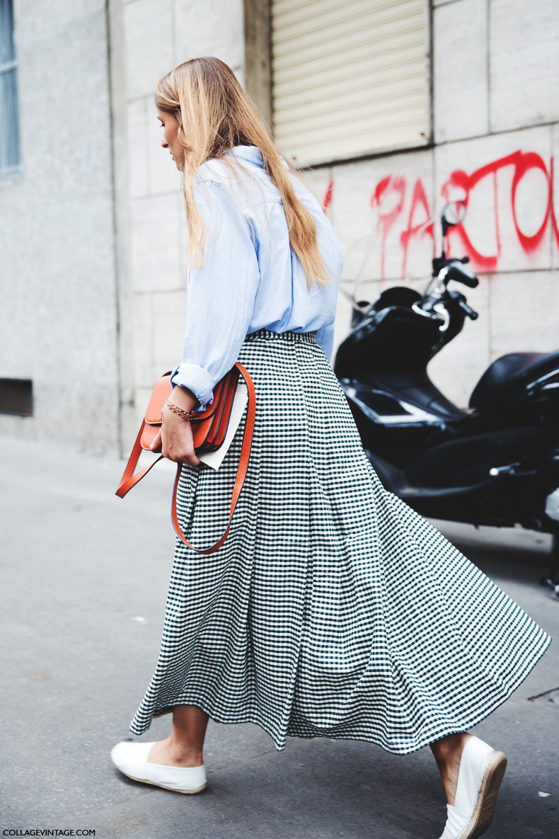 Milan_Fashion_Week_Spring_Summer_15-MFW-Street_Style-Midi_Skirt-Blue_Shirt-