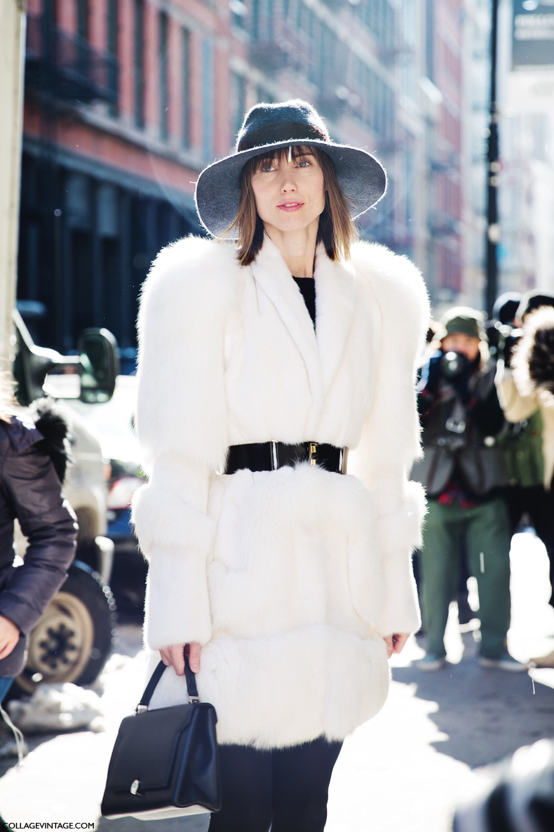 New_York_Fashion_Week-Street_Style-Fall_Winter-2015-Anya_Ziourova-Fur_Coat-GRey_Hat-Belted-