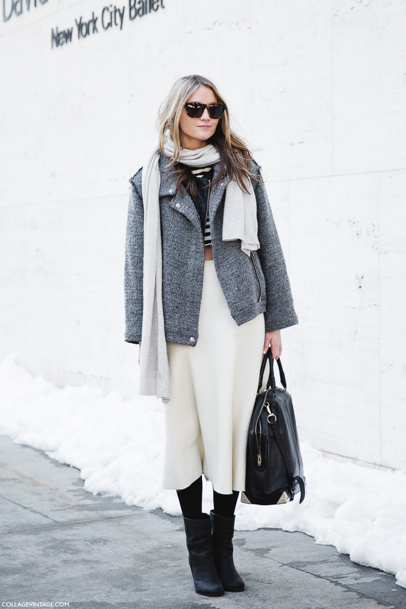 New_York_Fashion_Week-Street_Style-Fall_Winter-2015-Stripes_Fur_Coat-White_Boots-White_Skirt-Grey_Coat-Cropped_Top-Stripes-