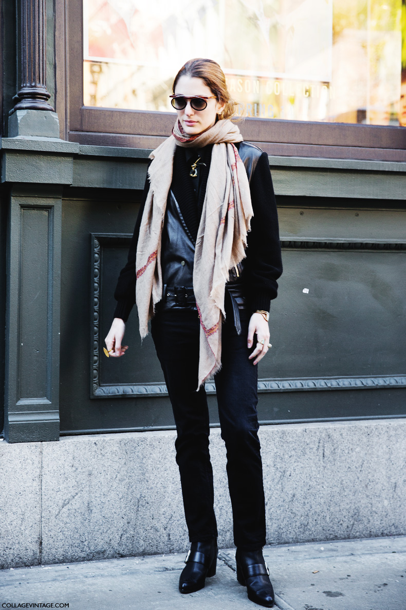 New_York_Fashion_Week-Street_Style-Fall_Winter-2015-Stripes_Fur_Coat-White_Boots-Sofia_Sanchez_barrenechea-Black-