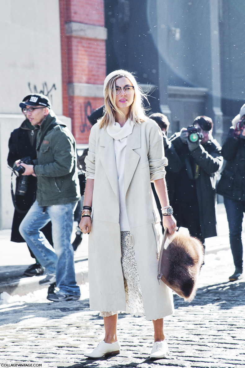 New_York_Fashion_Week-Street_Style-Fall_Winter-2015-Stripes_Fur_Coat-White_Boots-Nasiba_Adilova-Sequins_Skirt-White_Oxfors-Trench-Beanie-1