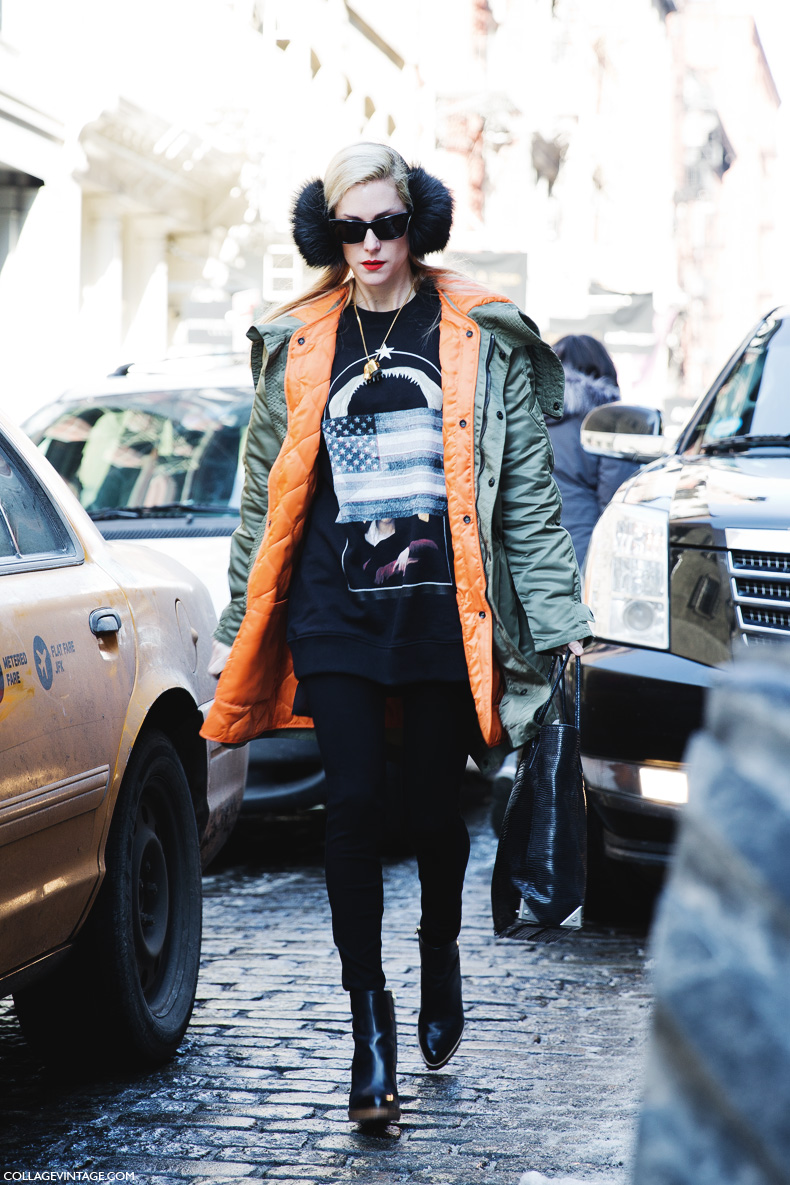 New_York_Fashion_Week-Street_Style-Fall_Winter-2015-Stripes_Fur_Coat-White_Boots-Joanna_Hillman-Parka-Black-Sweatshirt-