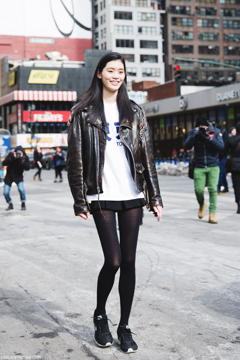 New_York_Fashion_Week-Street_Style-Fall_Winter-2015-Biker_Leather-Sneakers-Model-