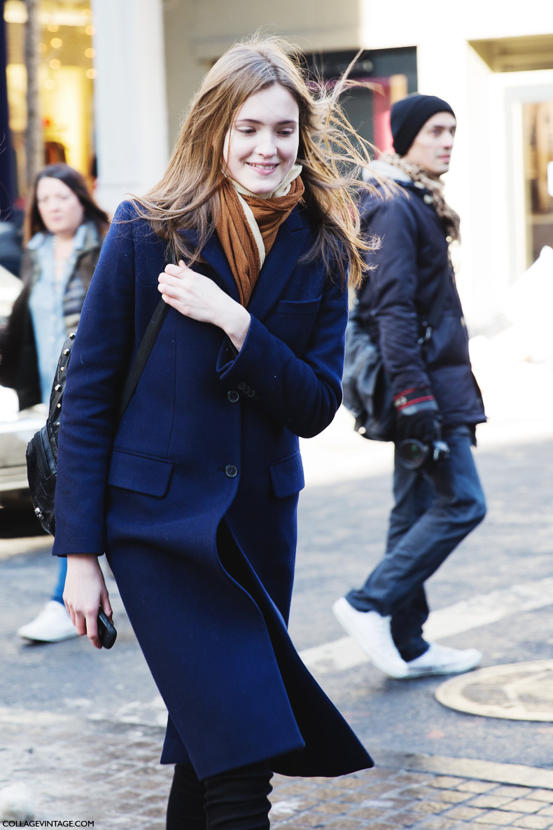 New_York_Fashion_Week-Street_Style-Fall_Winter-2015-Stripes_Fur_Coat-White_Boots-Blue_Coat-Scarf-
