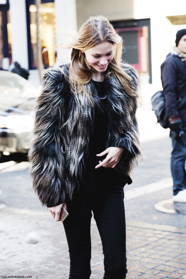 New_York_Fashion_Week-Street_Style-Fall_Winter-2015-Stripes_Fur_Coat-White_Boots-Fur_Coat-Model-