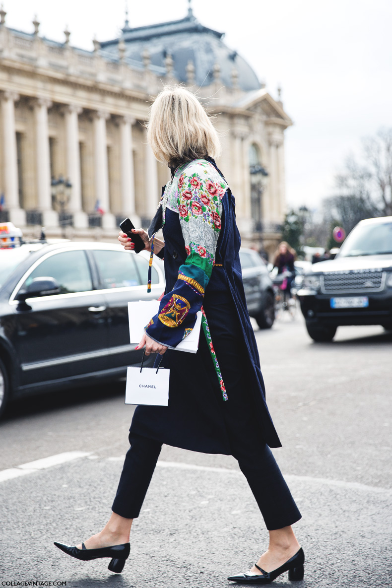 Paris_Fashion_Week_Fall_14-Street_Style-PFW-_Chanel-Floral_Print-trench_Coat-Mary_Jane_Shoes-