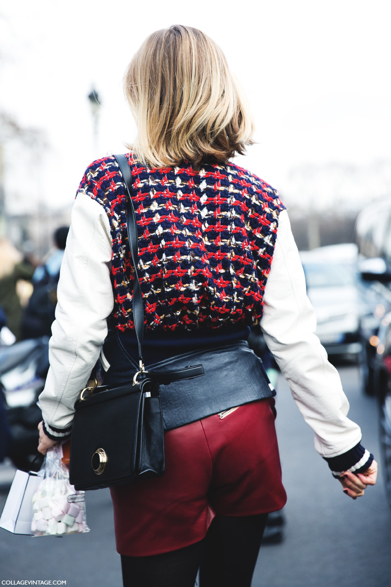 Paris_Fashion_Week_Fall_14-Street_Style-PFW-_Chanel-Tweed_Biker_Jacket-Leather_Shorts