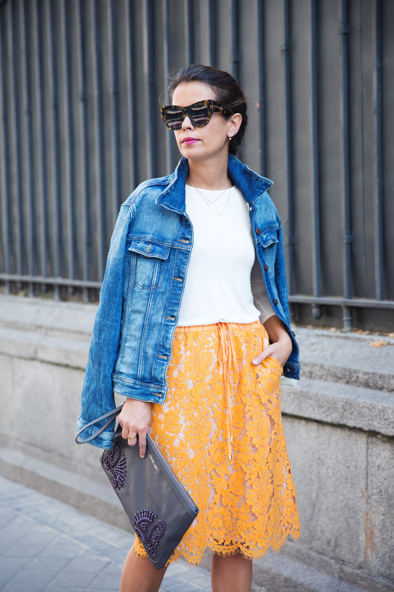 Twin_Set-Orange_Lace_Skirt-Denim_Jacket-Midi_Skirt-Street_Style-ouftit-4