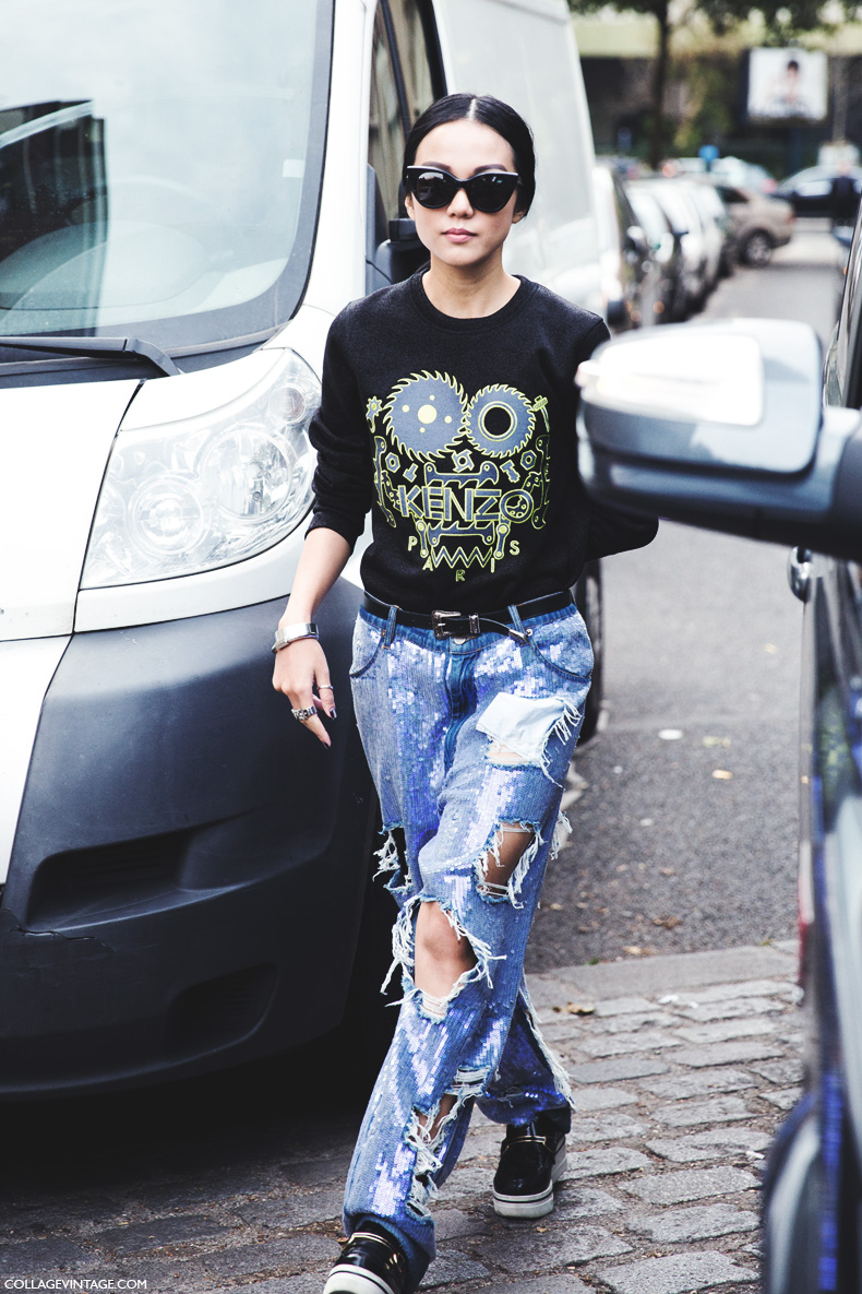 Paris_Fashion_Week_Spring_Summer_15-PFW-Street_Style-Kenzo_Sweatshirt-Ripped_Jeans-