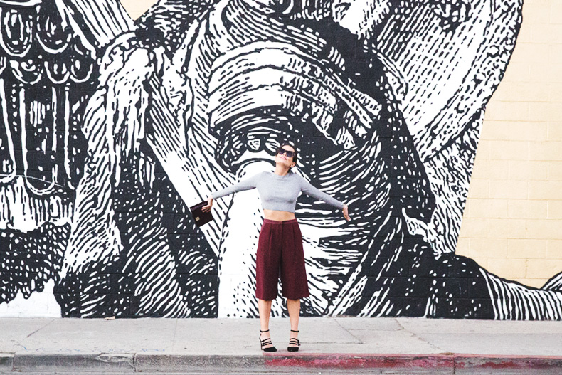 Burgundy_Culottes-Bucklet_Heels-Cropped_Top-Ponytail-Outfit-Los_Angeles-Street_Style-11