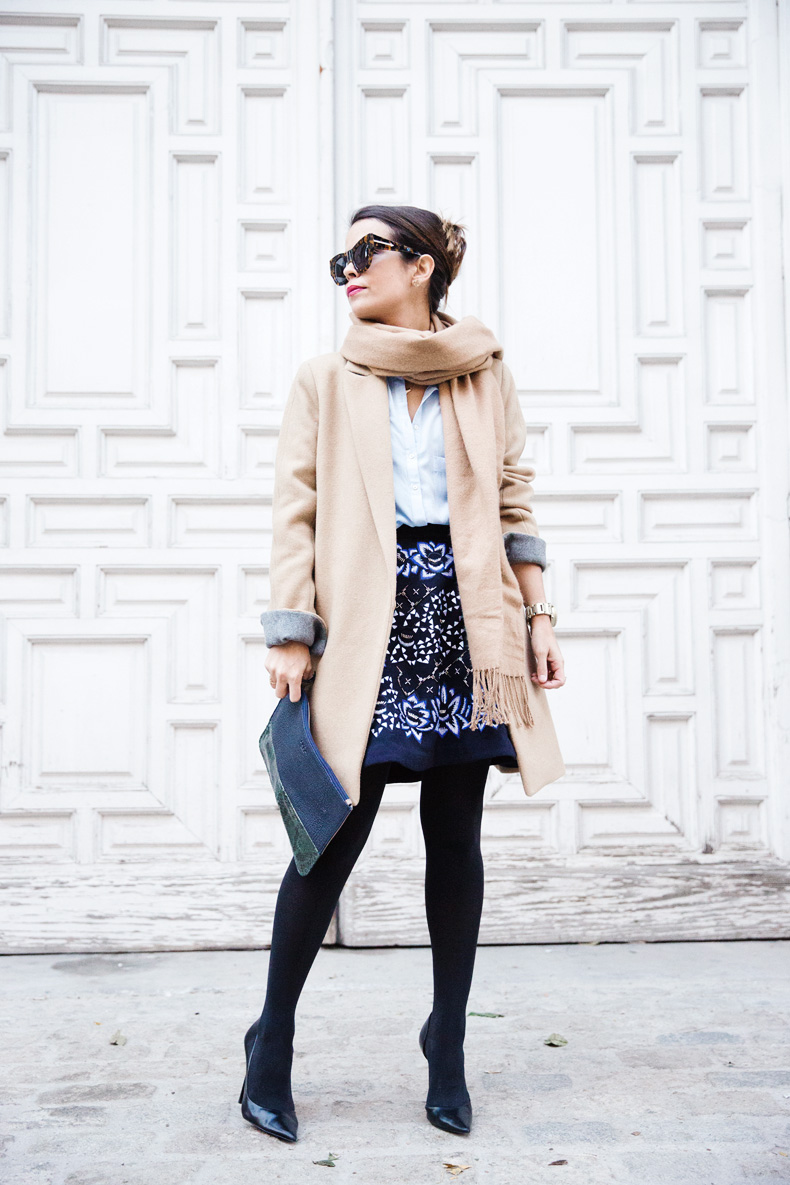 AnhHa-Embroidered_Skirt-Camel_Coat-Blue_Shirt-Outfit-Street_Style-8