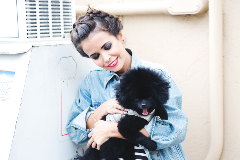 Sriped_Dress-Sony_Pictures-Barkley_The_Pom-Outfit-Denim_Jacket-Street_Style-52