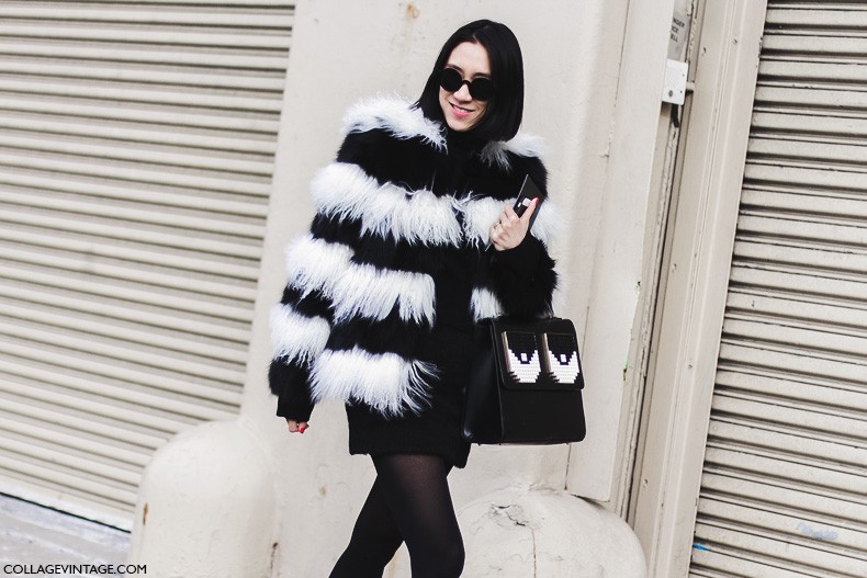 New_York_Fashion_Week-Fall_Winter_2015-Street_Style-NYFW-Eva_Chen_Black_And_White_Fur_Coat-