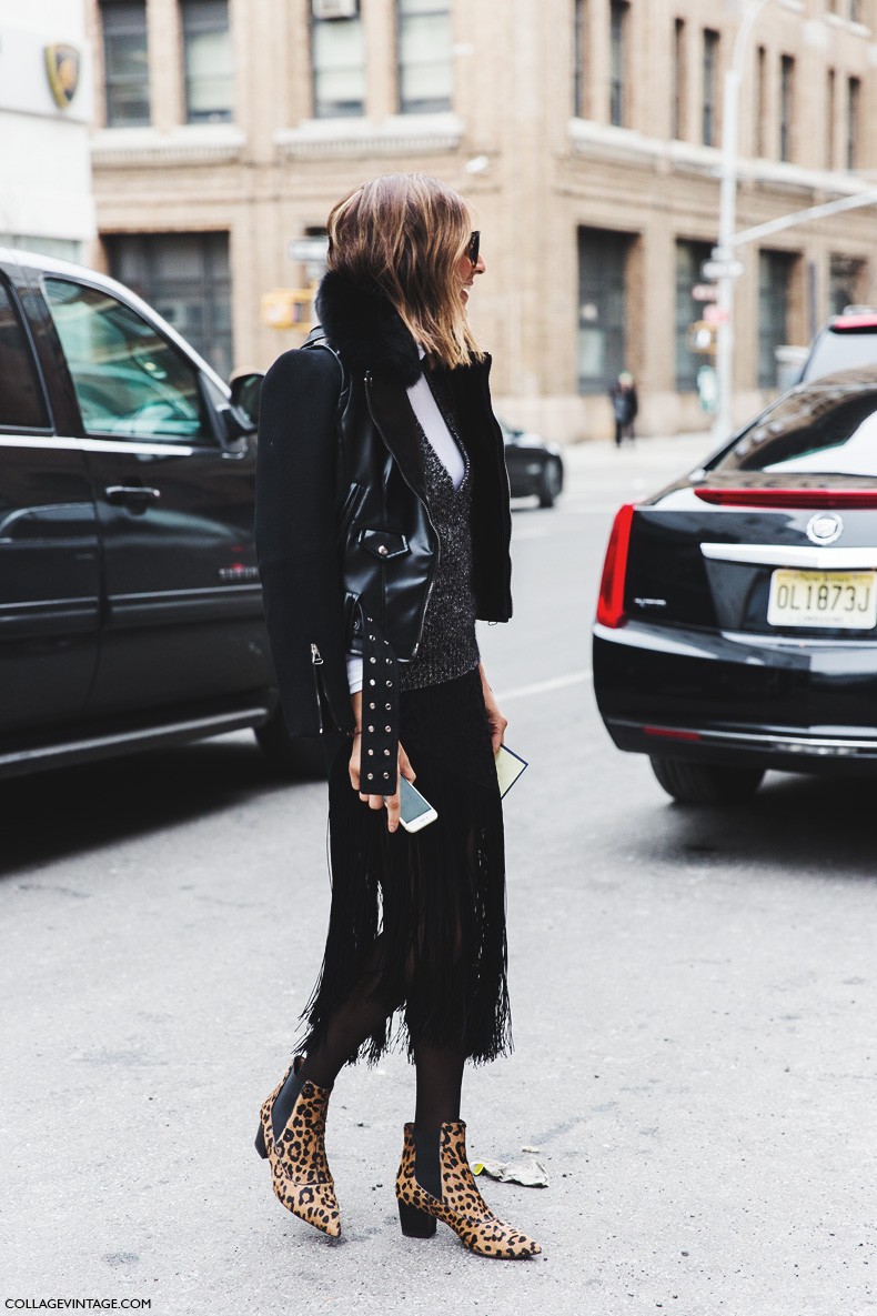 New_York_Fashion_Week-Fall_Winter_2015-Street_Style-NYFW-Fringed_Skirt-Leopard_Boots-Biker_Jacket-
