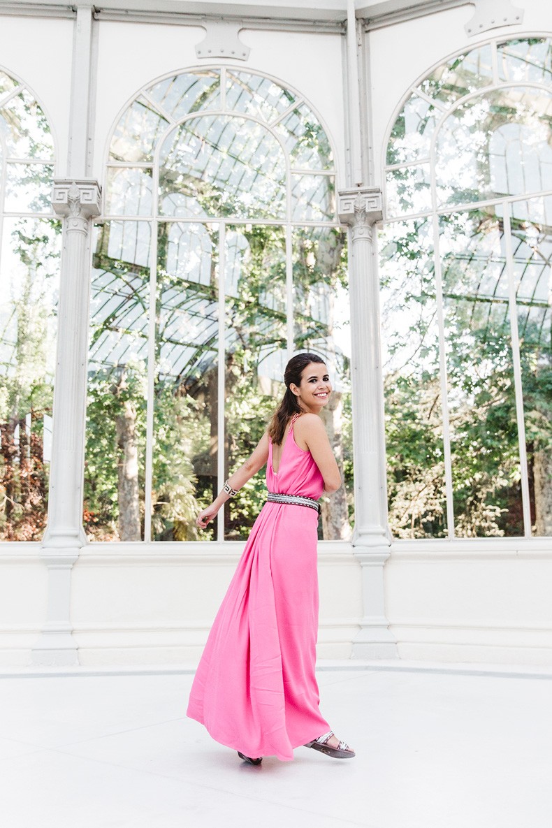 Maje_Gysept_Collection-Long_Pink_Dress-Brown_Sandals-Outfit-Collage_Vintage-Palacio_Cristal-6