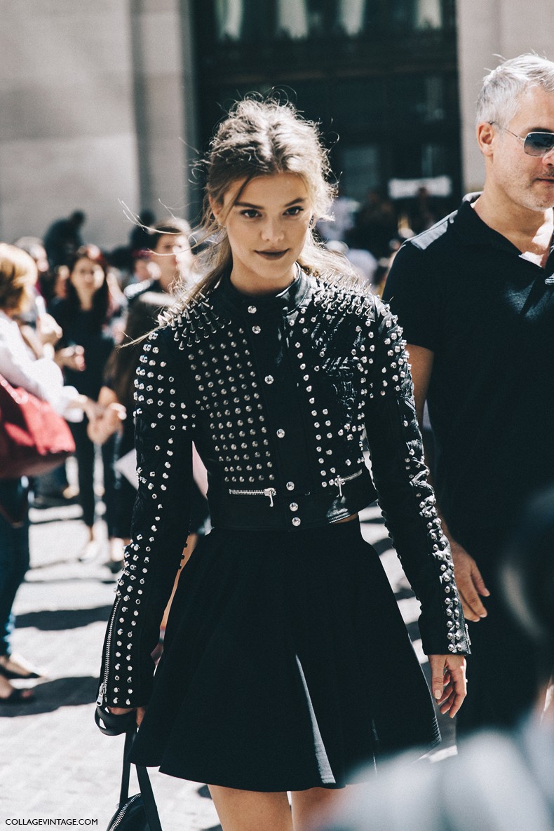 New_York_Fashion_Week-Spring_Summer-2016-Street-Style-Jessica_Minkoff-Diesel_Black_And_Gold-Studded_Jacket-