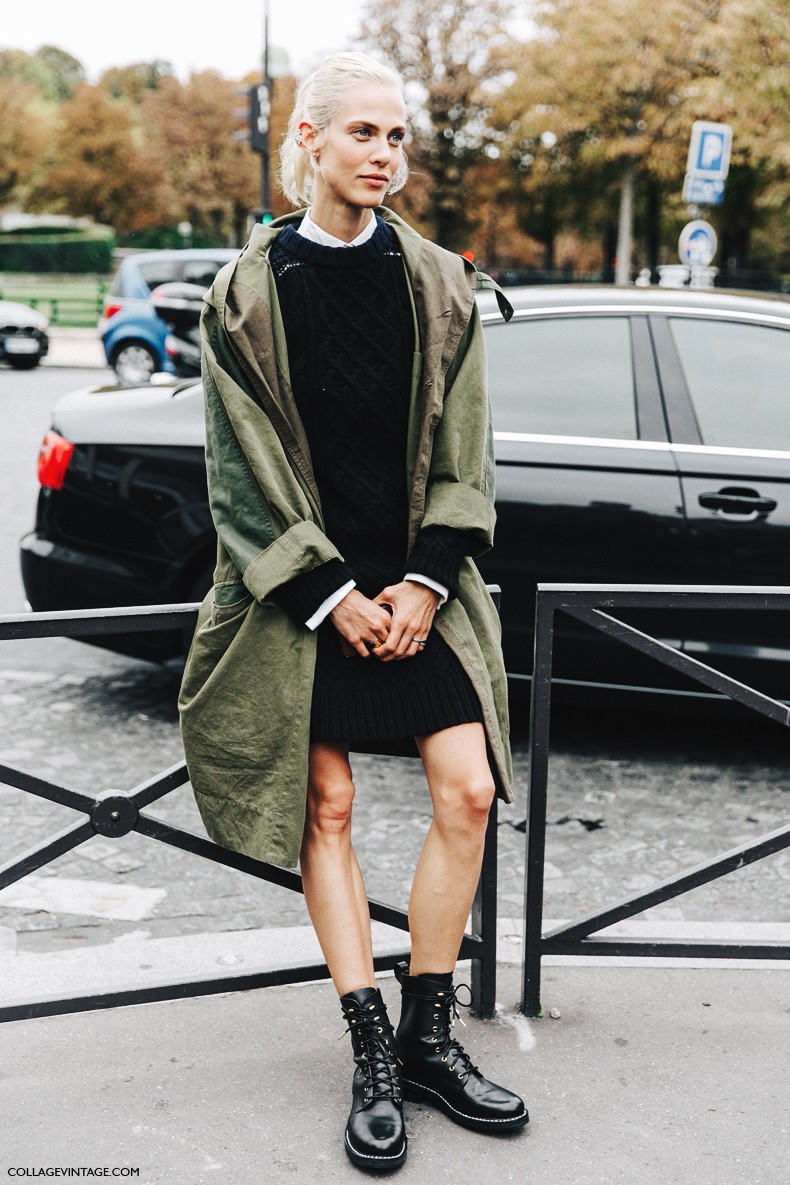 PFW-Paris_Fashion_Week-Spring_Summer_2016-Street_Style-Say_Cheese-Model-Knit_Dress-Trench_Coat-1