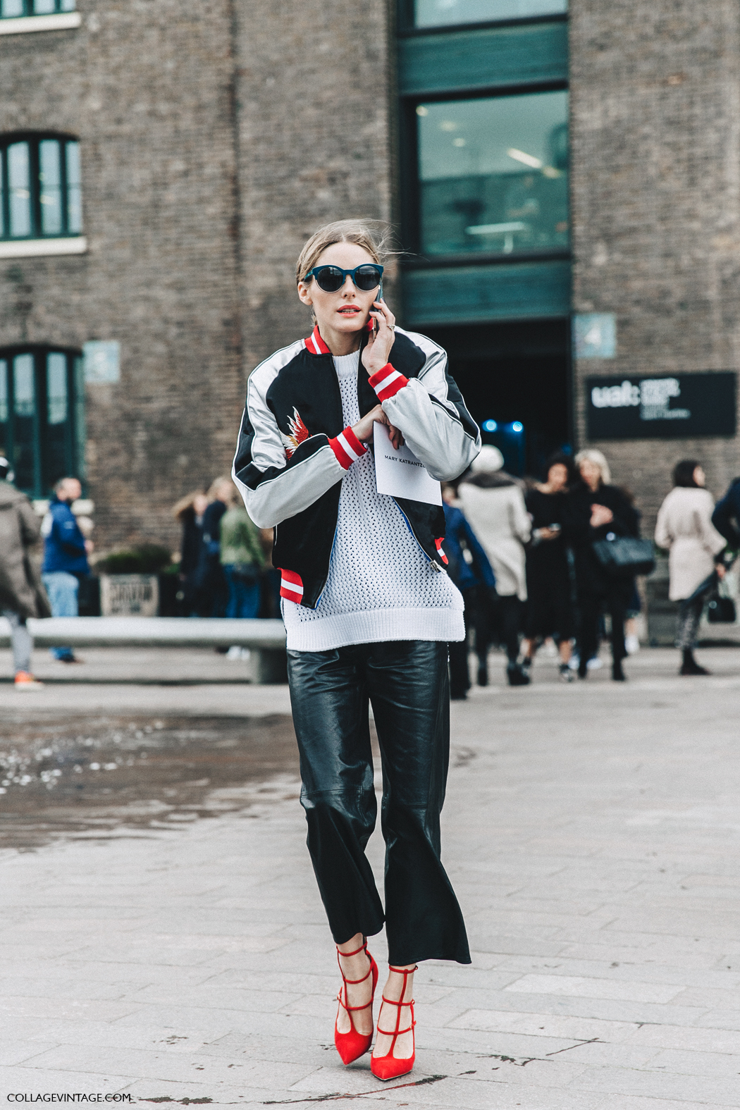 LFW-London_Fashion_Week_Fall_16-Street_Style-Collage_Vintage-Olivia_Palermo-Bomber_Jacket-Leather_Trousers-Red_Shoes-4