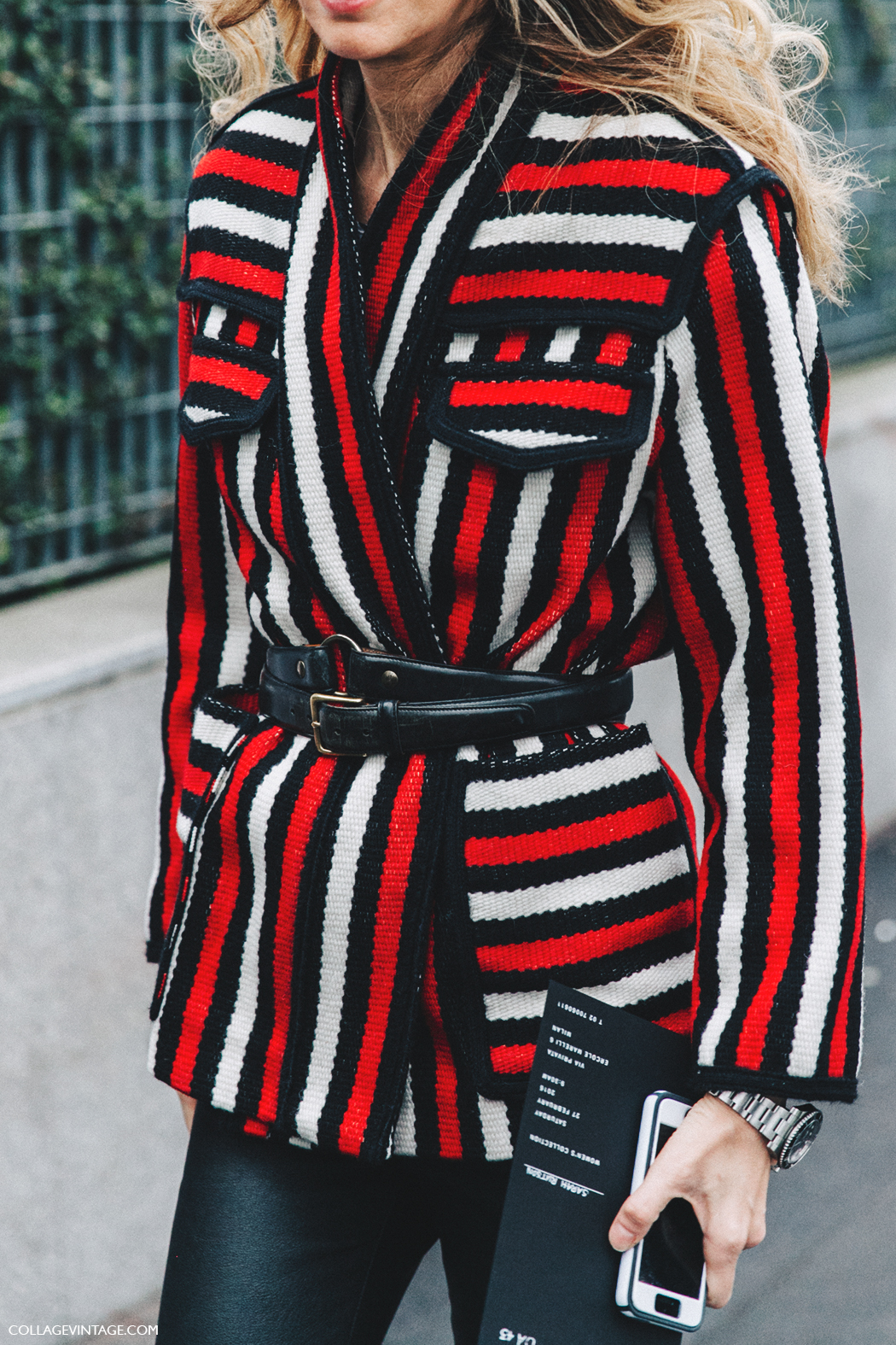 Milan_Fashion_Week_Fall_16-MFW-Street_Style-Collage_Vintage-Sarah_Ruston-Striped_Belted_Jacket-