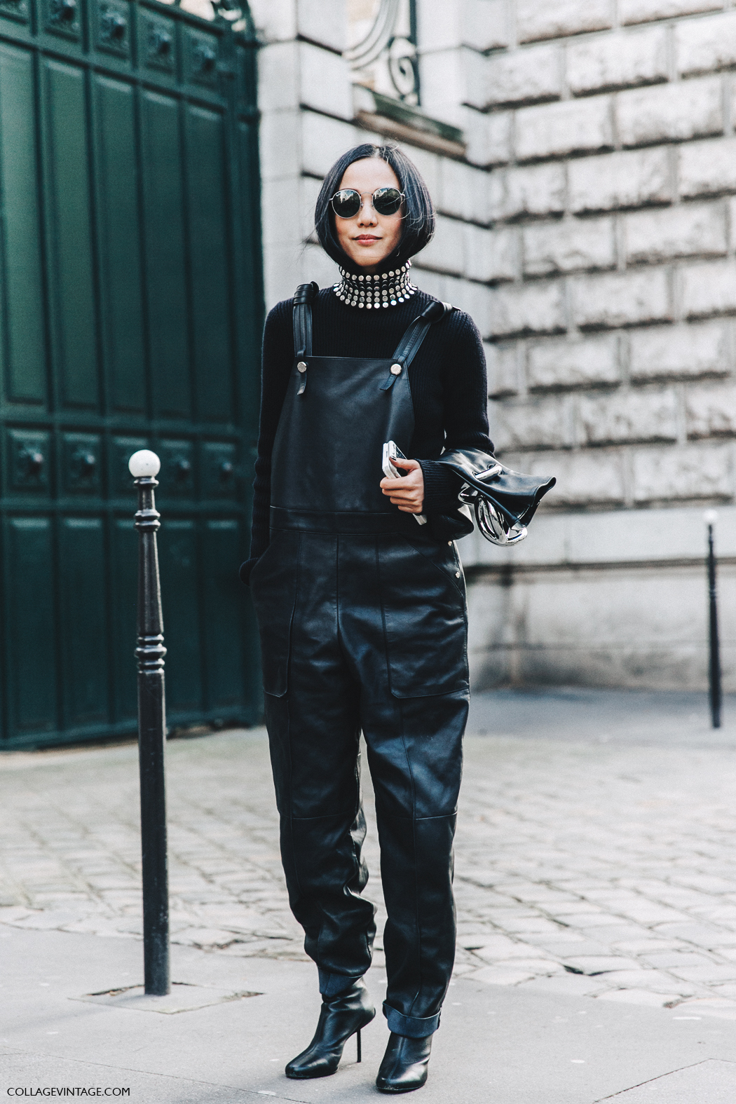 PFW-Paris_Fashion_Week_Fall_2016-Street_Style-Collage_Vintage-yoyo_Cao-Leather_Jumpsuit-1