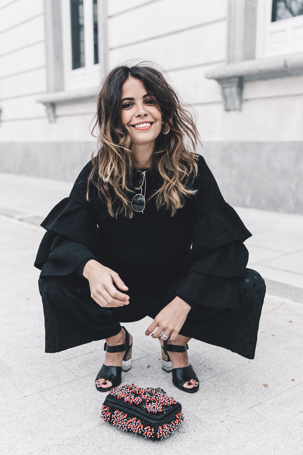 Ruffled_Sleeves_Jumper-Black_Culottes-Dune_Sandals-Beaded_Bag-Outfit-Collage_Vintage-Street_Style-42