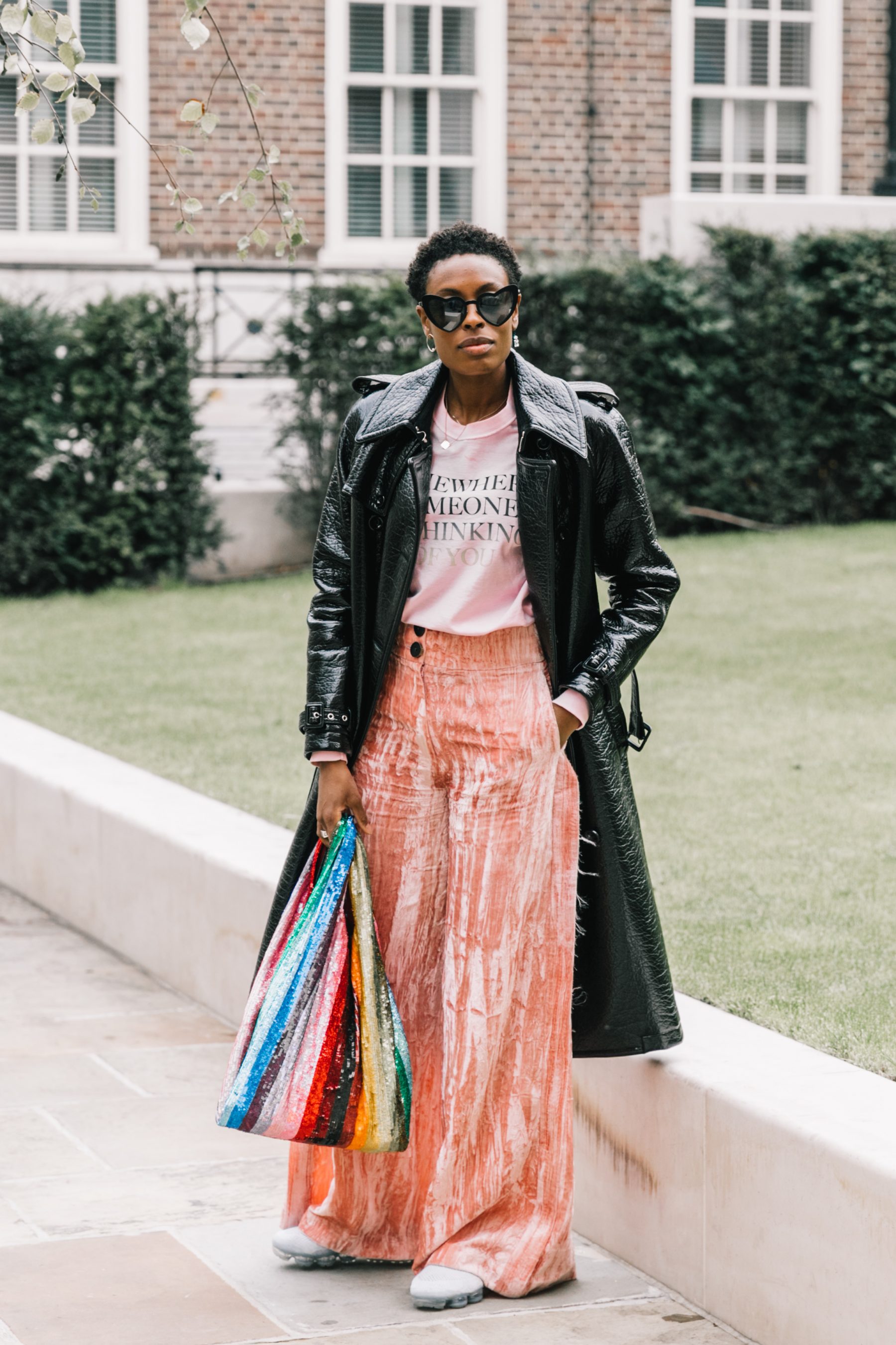 Fashion Blogger Pandora Sykes wears a vintage Varsity jacket